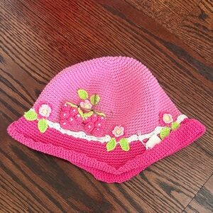 Pink Strawberry Knit Hat for Kids